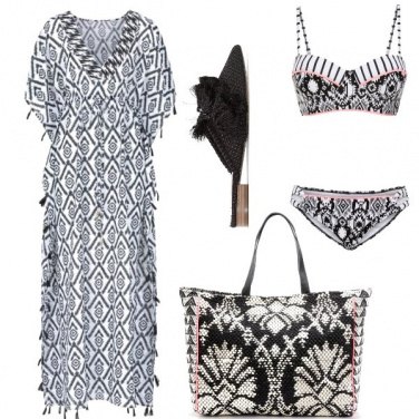 Outfit Black and White in spiaggia