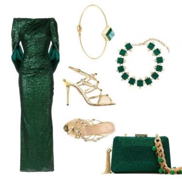 Outfit Green and gold luxury