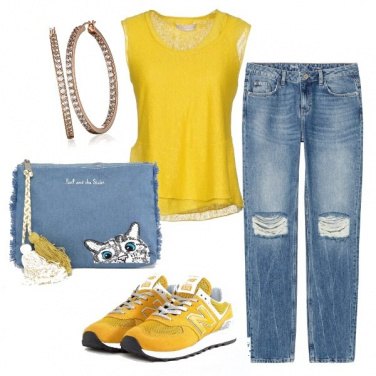 Outfit Boyfriend jeans & meow bag