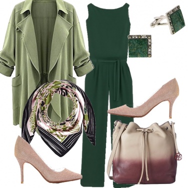 Outfit Verde con tocchi di rosa