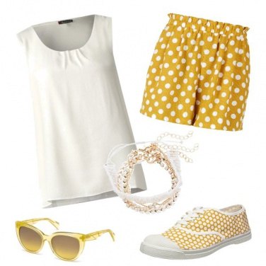 Outfit Giallo e pois