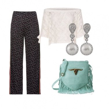 Outfit La borsa turchese con le frange