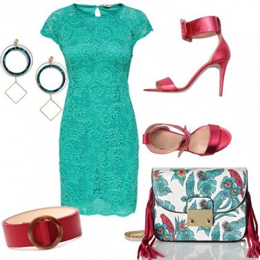 Outfit Cerimonia in verde e Magenta