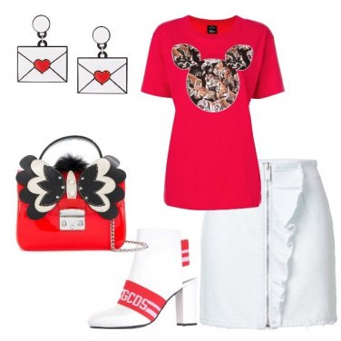 Outfit Trendy in bianco e rosso