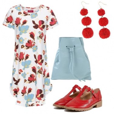 Outfit Abito a fiori e Mary jane
