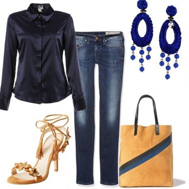Outfit Denim e camicia di raso