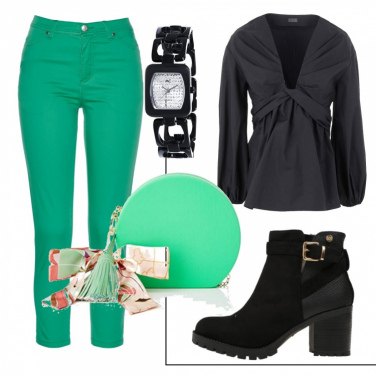 Pantalones mujer verde poliéster Bpc Selection Premium | Bantoa
