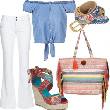 Outfit Top annodato e accessori multicolor
