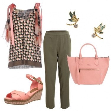 Outfit Rosa e kaki