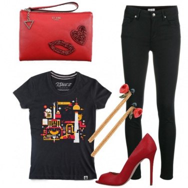 Outfit Serata in rosso e nero