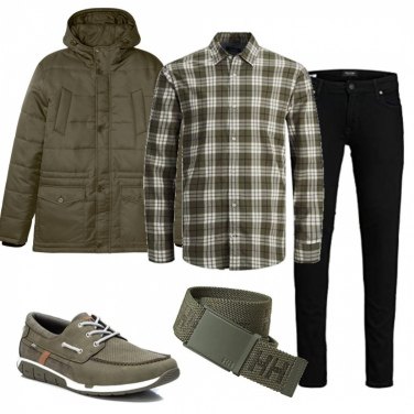 Camisa de manga corta hombre verde oliva de manga corta algodón Jack \u0026  Jones | Bantoa