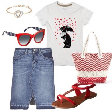 Outfit Cuori in rosso