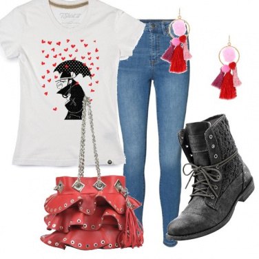 Outfit Cuori e rosso