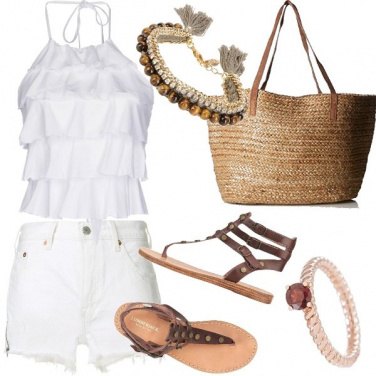 Outfit Bianco e marrone boho