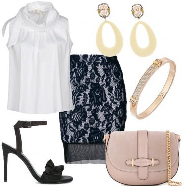 Outfit Pizzo nero e dettagli dorati