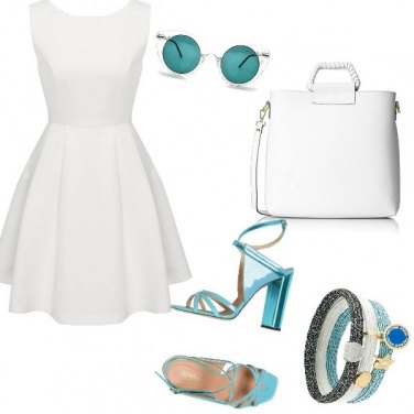Outfit Bianco e turchese