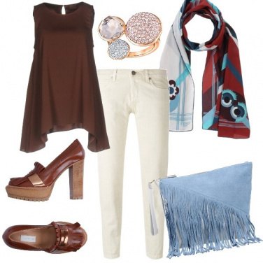 Outfit Marrone e azzurro