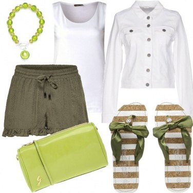 Outfit Bianco e lime