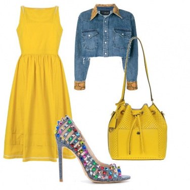 Outfit Il giacchino di jeans sull’abito