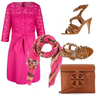 Outfit Fucsia e cuoio
