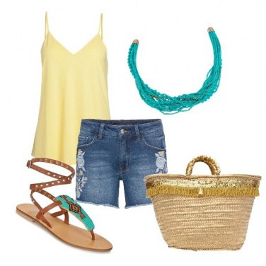 Outfit Giallo e turchese