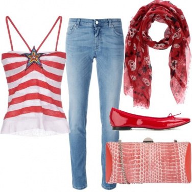 Outfit Casual in denim e rosso