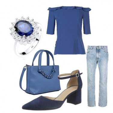 Décolleté da donna in blu effetto scamosciato con tacco Geox | Bantoa