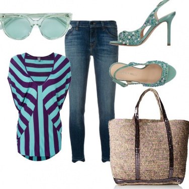 Outfit Basic turchese e viola