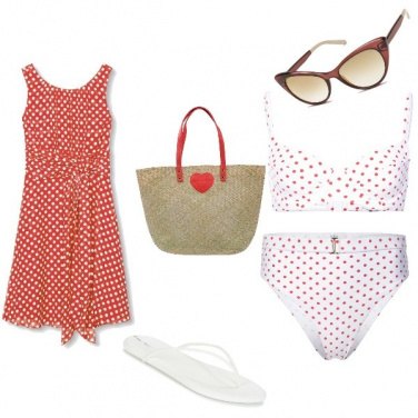 Outfit Pois e occhiali a gatta