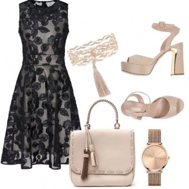 Outfit Chic in nero e beige