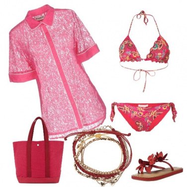 Outfit Pizzo rosa beach