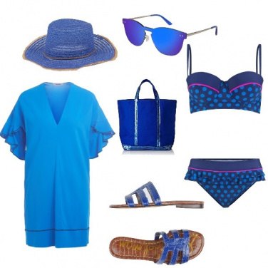Outfit Pois blu beach