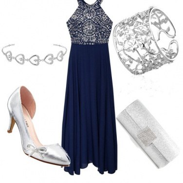 Outfit Eleganza blu argento