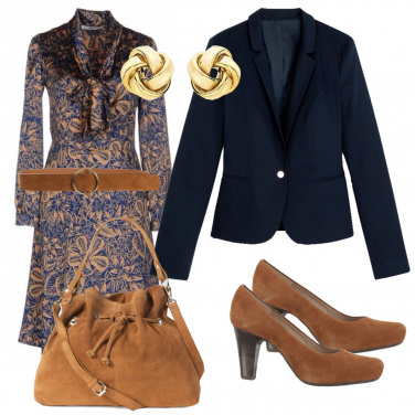 Outfit Blu e cognac
