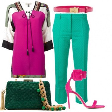 Outfit Verde e fucsia