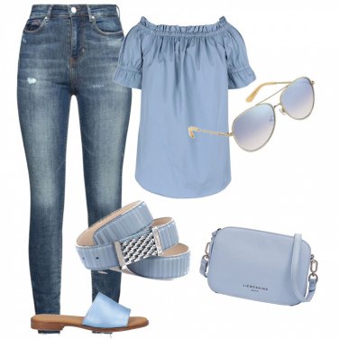 Outfit Sandalias Azul Un solo color Mujer: 17 Outfit Mujer | Bantoa