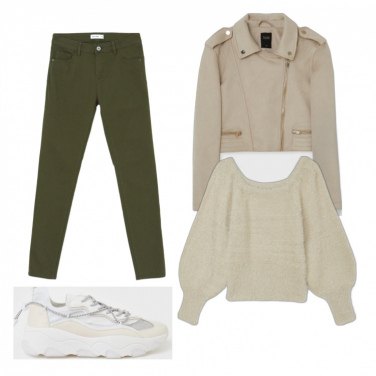 Pantaloni skinny da donna in verde oliva Calliope | Bantoa