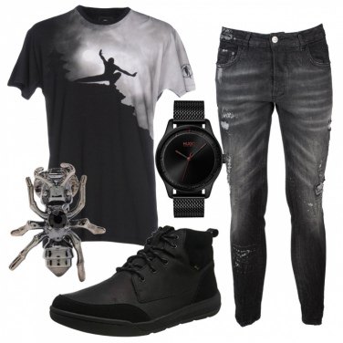 outfit jeans neri uomo