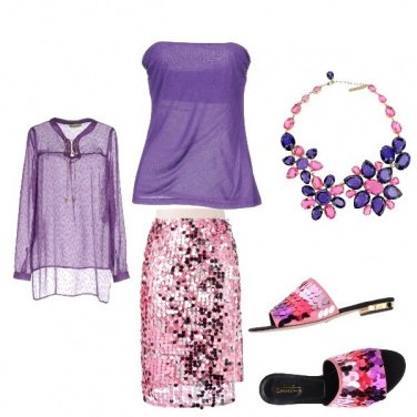 Outfit Paillettes rosa sotto e sopra