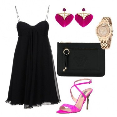 Outfit Dettagli oro e fucsia