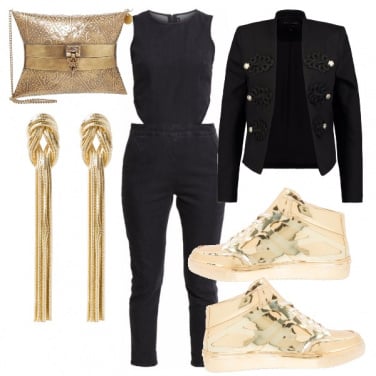 Outfit Sneakers gold in disco