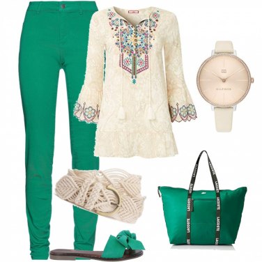 Outfit Pantalones Verde Un solo color Mujer: 14 Outfit Mujer | Bantoa