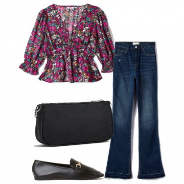 Jeans a zampa da donna in blu lungo in denim Terranova | Bantoa