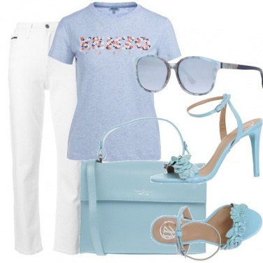 Outfit Bianco e azzurro