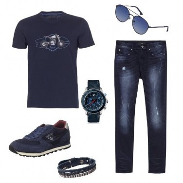 Outfit Blue Biker