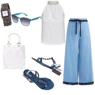 Outfit Trendy, bianco e azzurro