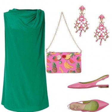 Outfit Verde e rosa apericena