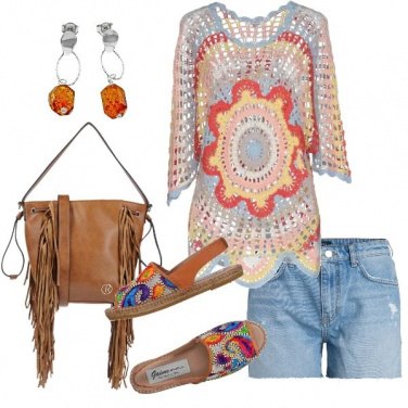 Outfit Maglia a crochet espadrillas ricamata