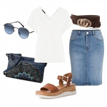 Falda azul - Outfits.tips
