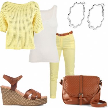 Outfit Pantaloni Giallo Tinta unita Donna: 8 Outfit Donna | Bantoa